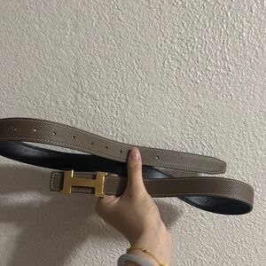 Gold Buckle Brown Leather Belt